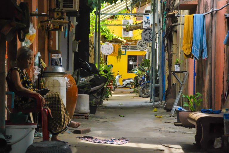 Old shophouse alley in Kampot