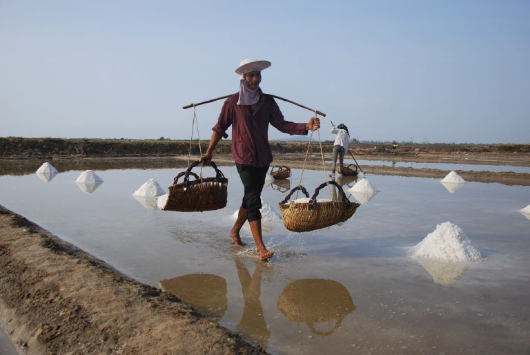 Salt field worker near Kampot